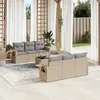 Image de vidaXL Salon de jardin avec coussins 7 pcs beige résine tressée