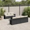 Image de vidaXL Salon de jardin 8 pcs avec coussins noir résine tressée