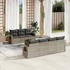 Image de vidaXL Salon de jardin 8 pcs avec coussins gris résine tressée