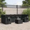 Image de vidaXL Salon de jardin 8 pcs avec coussins noir résine tressée