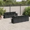 Image de vidaXL Salon de jardin 9 pcs avec coussins noir résine tressée