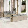 Image de vidaXL Salon de jardin avec coussins 9 pcs beige résine tressée