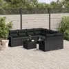 Image de vidaXL Salon de jardin 9 pcs avec coussins noir résine tressée