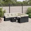 Image de vidaXL Salon de jardin 9 pcs avec coussins noir résine tressée