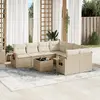 Image de vidaXL Salon de jardin avec coussins 9 pcs beige résine tressée