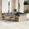 Image de vidaXL Salon de jardin avec coussins 9 pcs beige résine tressée