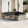 Image de vidaXL Salon de jardin 9 pcs avec coussins gris clair résine tressée