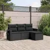 Image de vidaXL Salon de jardin 4 pcs avec coussins noir résine tressée