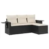 Image de vidaXL Salon de jardin 4 pcs avec coussins noir résine tressée