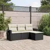 Image de vidaXL Salon de jardin 4 pcs avec coussins noir résine tressée
