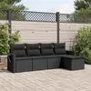 Image de vidaXL Salon de jardin 5 pcs avec coussins noir résine tressée