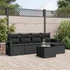 Image de vidaXL Salon de jardin 6 pcs avec coussins noir résine tressée