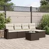 Image de vidaXL Salon de jardin avec coussins 6 pcs marron résine tressée