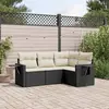 Image de vidaXL Salon de jardin 4 pcs avec coussins noir résine tressée