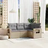 Image de vidaXL Salon de jardin avec coussins 4 pcs beige résine tressée