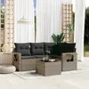 Image de vidaXL Salon de jardin 5 pcs avec coussins gris résine tressée
