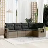 Image de vidaXL Salon de jardin 5 pcs avec coussins gris résine tressée