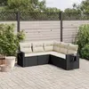 Image de vidaXL Salon de jardin 5 pcs avec coussins noir résine tressée
