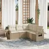 Image de vidaXL Salon de jardin avec coussins 5 pcs beige résine tressée