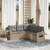 Image de vidaXL Salon de jardin avec coussins 5 pcs beige résine tressée