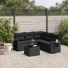 Image de vidaXL Salon de jardin 6 pcs avec coussins noir résine tressée