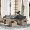 Image de vidaXL Salon de jardin avec coussins 6 pcs beige résine tressée
