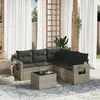 Image de vidaXL Salon de jardin 6 pcs avec coussins gris clair résine tressée