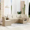 Image de vidaXL Salon de jardin avec coussins 5 pcs beige résine tressée