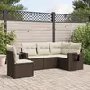 Image de vidaXL Salon de jardin avec coussins 5 pcs marron résine tressée
