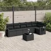 Image de vidaXL Salon de jardin 7 pcs avec coussins noir résine tressée