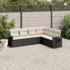 Image de vidaXL Salon de jardin 6 pcs avec coussins noir résine tressée