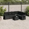 Image de vidaXL Salon de jardin 7 pcs avec coussins noir résine tressée
