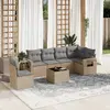Image de vidaXL Salon de jardin avec coussins 7 pcs beige résine tressée