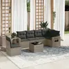 Image de vidaXL Salon de jardin avec coussins 7 pcs gris résine tressée
