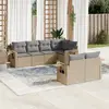 Image de vidaXL Salon de jardin avec coussins 7 pcs beige résine tressée