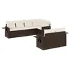 Image de vidaXL Salon de jardin avec coussins 7 pcs marron résine tressée