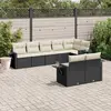 Image de vidaXL Salon de jardin 8 pcs avec coussins noir résine tressée