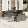 Image de vidaXL Salon de jardin 8 pcs avec coussins gris résine tressée