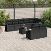 Image de vidaXL Salon de jardin 9 pcs avec coussins noir résine tressée
