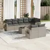 Image de vidaXL Salon de jardin 9 pcs avec coussins gris clair résine tressée