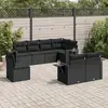Image de vidaXL Salon de jardin 8 pcs avec coussins noir résine tressée