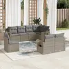 Image de vidaXL Salon de jardin 8 pcs avec coussins gris résine tressée