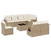 Image de vidaXL Salon de jardin avec coussins 9 pcs beige résine tressée