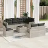 Image de vidaXL Salon de jardin 9 pcs avec coussins gris clair résine tressée