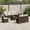 Image de vidaXL Salon de jardin avec coussins 9 pcs marron résine tressée