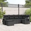 Image de vidaXL Salon de jardin 6 pcs avec coussins noir résine tressée