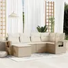 Image de vidaXL Salon de jardin avec coussins 6 pcs beige résine tressée