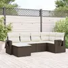 Image de vidaXL Salon de jardin avec coussins 6 pcs marron résine tressée