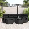Image de vidaXL Salon de jardin 7 pcs avec coussins noir résine tressée