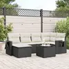 Image de vidaXL Salon de jardin 7 pcs avec coussins noir résine tressée
